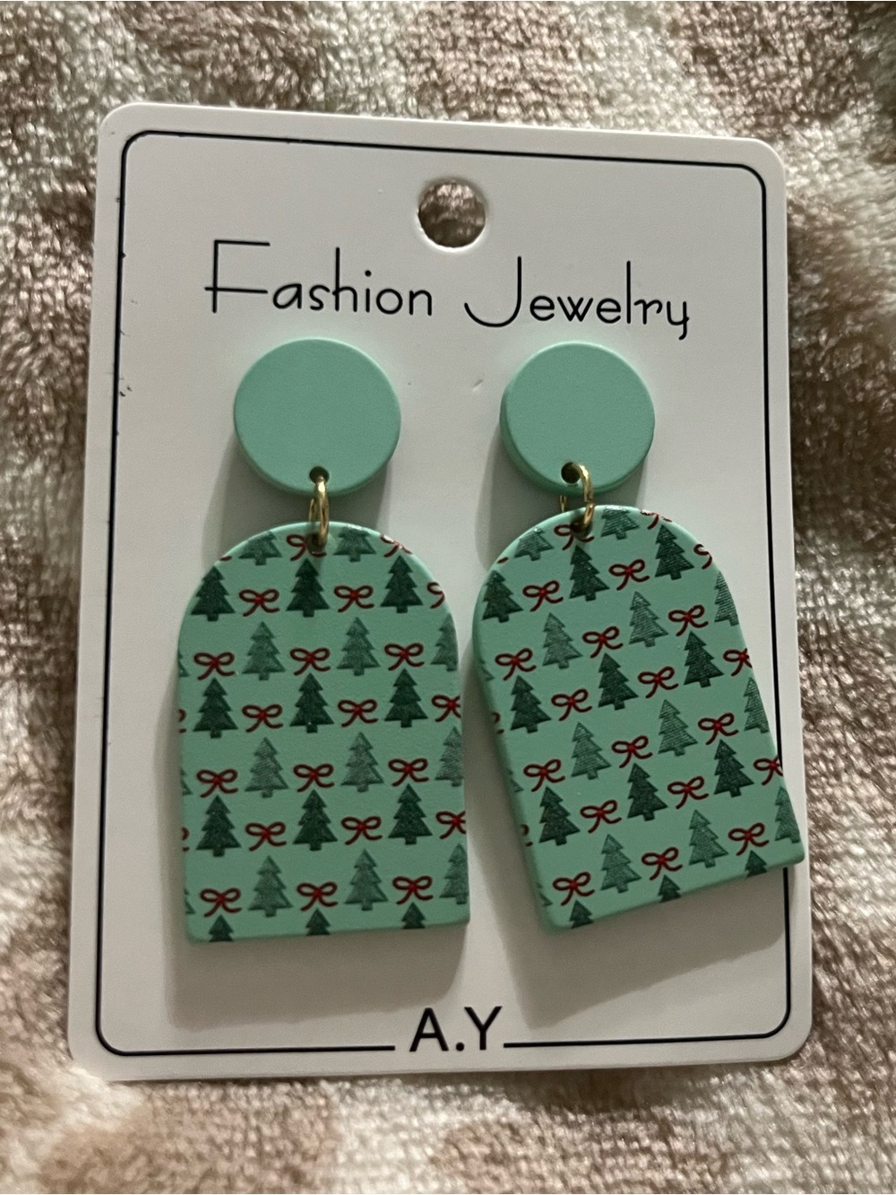 Fashion Jewelry Mint Green Holiday Tree Dangle Earrings